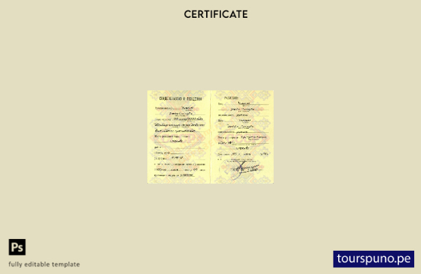 plantilla de certificado de nacimiento de Rusia (Свидетельство о рождении) lis 1